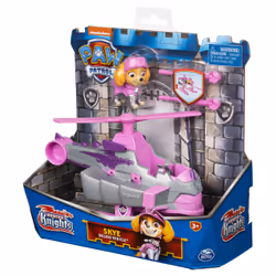 PAW Patrol PAT' PATROUILLE RESCUE KNIGHTS - VÉHICULE + FIGURINE CHEVALIER STELLA - Rejoins Pat' Patrouille Mission Chevalier avec Stella & Véhicule Pat' Patrouille Dragon Lance-Projectile - Jouet Enfant 3 Ans +