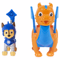 PAW Patrol Figurines articulées Rescue Knights Chase and Dragon Draco, jouets pour enfants à partir de 3 ans