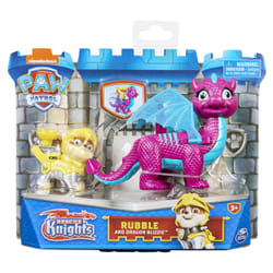 PAW Patrol Figurines articulées Rescue Knights Rubble and Dragon Blizzie, jouets pour enfants à partir de 3 ans