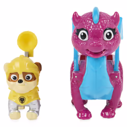 PAW Patrol Figurines articulées Rescue Knights Rubble and Dragon Blizzie, jouets pour enfants à partir de 3 ans