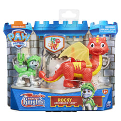 PAW Patrol Figurines articulées Rescue Knights Rocky and Dragon Flame, jouets pour enfants à partir de 3 ans