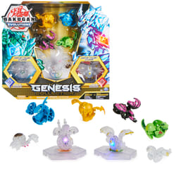 Bakugan Evolutions, Coffret Genesis Collection, 2 figurines articulées lumineuses, 4 exclusifs, 2 Nanogan, 8 cartes et 4 BakuCores, jouets pour garçons à partir de 6 ans