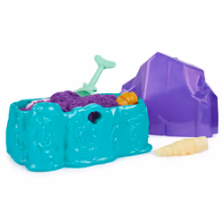 Kinetic Sand , Coffret cristal et sirène, 481 g de sable à modeler, sable scintillant doré, rangement et outils, jouets sensoriels pour les enfants à partir de 3 ans