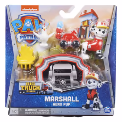 PAW Patrol , Big Truck Pups, Figurine articulée Marcus avec drone de sauvetage à clipser, centre de commande et animal, pour ...