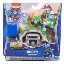 Spin Master PAW Patrol, Big Truck Pups, Figurine articulée Rocky avec drone de sauvetage à clipser, centre de commande et animal, pour les enfants à partir de 3 ans