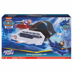 PAW Patrol PAT' PATROUILLE AQUA PUPS - WHALE PATROLLER - Vehicule Pat Patrouille Thème Mer Et Aventures Sous-Marines - Pat Patrouille jouet avec Chase et son véhicule - - Jouet Enfant 3 Ans et +