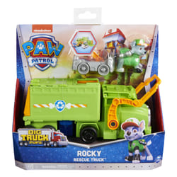 PAW Patrol Pat' Patrouille Big Truck Pups - Camion + Figurine Rocky - Rejoins Pat' Patrouille Mission Camion Avec Rocky & Véhicule 22 Cm - Et Mini Véhicule Sauvetage - - Jouet Enfant 3 Ans +