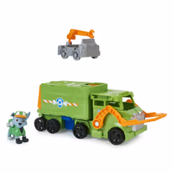 PAW Patrol Pat' Patrouille Big Truck Pups - Camion + Figurine Rocky - Rejoins Pat' Patrouille Mission Camion Avec Rocky & Véhicule 22 Cm - Et Mini Véhicule Sauvetage - - Jouet Enfant 3 Ans +