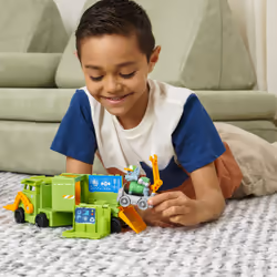 PAW Patrol Pat' Patrouille Big Truck Pups - Camion + Figurine Rocky - Rejoins Pat' Patrouille Mission Camion Avec Rocky & Véhicule 22 Cm - Et Mini Véhicule Sauvetage - - Jouet Enfant 3 Ans +