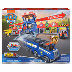 PAW Patrol , Big Truck Pups, Truck Stop HQ, Coffret de jeu transformable de 91,4 cm, figurines articulées, petites voitures,  ...
