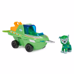 PAW Patrol PAT' PATROUILLE AQUA PUPS - Voiture + Figurine Rocky - Voiture Pat Patrouille Rocky - Figurine à Collectionner - Thème Mer Et Aventures Sous-Marines - - Jouet Enfant 3 Ans +