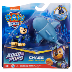 PAW Patrol , Aqua Pups, Figurines articulées Chase and Shark, jouets pour enfants à partir de 3 ans, 3 an(s), Beige, Bleu