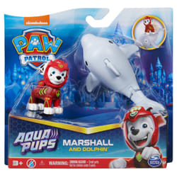 PAW Patrol , Aqua Pups, Figurines articulées Marshall and Dolphin, jouets pour enfants à partir de 3 ans