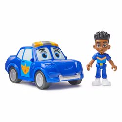 Disney Junior Firebuds, Jayden et Piston, figurine articulée et véhicule de police avec mouvement des yeux interactif, jouets ...