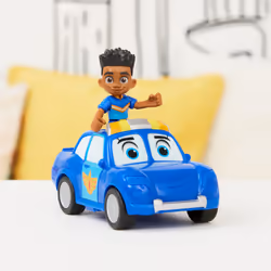 Disney Junior Firebuds, Jayden et Piston, figurine articulée et véhicule de police avec mouvement des yeux interactif, jouets pour filles et garçons à partir de 3 ans