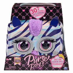 Purse Pets MÉTALLIQUE MAGIC - ZÈBRE - COMPAGNON INTERACTIF FORMAT SAC À MAIN - Animal Interactif Style Métallique Qui Cligne Des Yeux - Sons Et Modes De Jeu - Jouet Enfant 5 Ans Et +