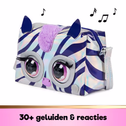 Purse Pets MÉTALLIQUE MAGIC - ZÈBRE - COMPAGNON INTERACTIF FORMAT SAC À MAIN - Animal Interactif Style Métallique Qui Cligne Des Yeux - Sons Et Modes De Jeu - Jouet Enfant 5 Ans Et +
