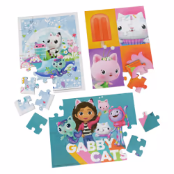 Spin Master Games Gabby's Dollhouse, Coffret de 3 puzzles en bois de 12 et 16 pièces avec boîte de rangement en bois, pour enfants à partir de 3 ans