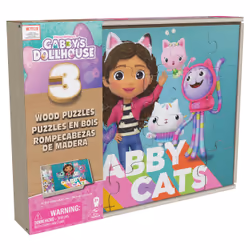 Spin Master Games Gabby's Dollhouse, Coffret de 3 puzzles en bois de 12 et 16 pièces avec boîte de rangement en bois, pour enfants à partir de 3 ans - Vue supplémentaire 4