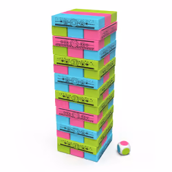 Spin Master Games GABBY ET LA MAISON MAGIQUE - Tour Jenga Gabby Chat - Jeu de Société Tour À Construire Gabby et La Maison Magique - 48 Blocs Et 1 Dé - Jeu d'Équilibre Patience Raisonnement - Jouet Enfant 4 Ans et +