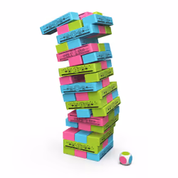 Spin Master Games GABBY ET LA MAISON MAGIQUE - Tour Jenga Gabby Chat - Jeu de Société Tour À Construire Gabby et La Maison Magique - 48 Blocs Et 1 Dé - Jeu d'Équilibre Patience Raisonnement - Jouet Enfant 4 Ans et +
