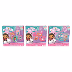 Spin Master Games Gabby's Dollhouse, Coffret cadeau de 3 jeux, jeu Pop-Up, dominos, cartes géantes, jouets Gabby et la maison magique pour enfants, pour les enfants à partir de 4 ans