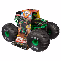 Monster Jam Mega Grave Digger RC, Monster truck, 4 an(s), Plastique, Noir, Vert