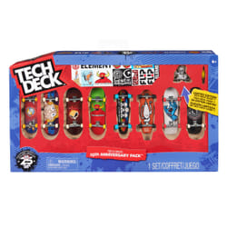 Tech Deck - FINGER SKATE - COFFRET 25E ANNIVERSAIRE 8 FINGER SKATES - 8 Authentiques Finger Skates A Collectionner Et 1 Figurine Dud - 25 ans - Mini skate - Jouet Enfant 6 Ans et +