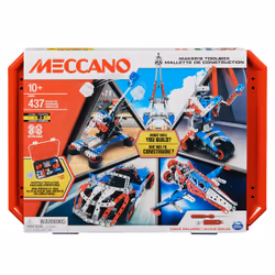 Meccano - MALLETTE DE CONSTRUCTION 5 MODELES - 5 Modèles Iconiques Aux Couleurs De La France A Construire - Mallette de Rangement - Jeu Construction Avec 2 Outils - Jouet Enfant 10 Ans et +