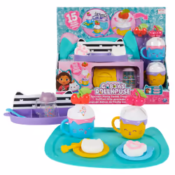 Gabby's Dollhouse , Coffret fête gourmande, Coffret jeux de rôle cuisine fête chocolat chaud avec fruits et vermicelles, joue ...