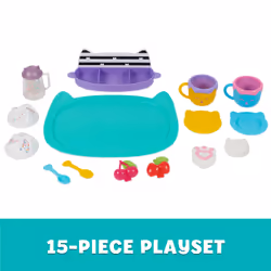 Gabby's Dollhouse , Coffret fête gourmande, Coffret jeux de rôle cuisine fête chocolat chaud avec fruits et vermicelles, jouets pour filles et garçons à partir de 3 ans