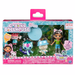 Gabby's Dollhouse DreamWorks , Coffret cadeau édition camping avec figurines Gabby Girl, Pandy Paws, Baby Box et MerCat, joue ...