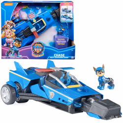 PAW Patrol - La Super Patrouille Le Film - Véhicule Deluxe Chase - Voiture Figurine Figurine Pat Patrouille À Collectionner - Sons Et Lumières - Pat Patrouille Jouet - Voiture pour Enfant 3 Ans et +