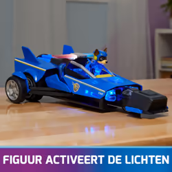 PAW Patrol - La Super Patrouille Le Film - Véhicule Deluxe Chase - Voiture Figurine Figurine Pat Patrouille À Collectionner - Sons Et Lumières - Pat Patrouille Jouet - Voiture pour Enfant 3 Ans et +