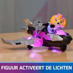 PAW Patrol - La Super Patrouille Le Film - Véhicule + Figurine Stella - Voiture Figurine Pat Patrouille À Collectionner - Sons Lumières - Pat Patrouille Jouet - Voiture pour Enfant 3 Ans et +