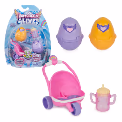 Hatchimals ALIVE - Pack de 2 + Poussette - 2 Oeufs, 2 Figurines À Collectionner, 1 Poussette Et 3 Accessoires - A Faire Eclore Avec De L'Eau - Thème Bébé - Jouet Enfant 3 Ans et +