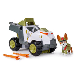 PAW Patrol - Pat Patrouille - Véhicule + Figurine Tracker Jungle Pups - Voiture Figurine Pat Patrouille À Collectionner - Avec Projectiles - Pat Patrouille Jouet - Voiture pour Enfant 3 Ans et +