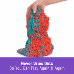 Kinetic Sand , Mold n' Flow, 680 g de sable rouge et turquoise, 3 outils, jouets sensoriels pour enfants à partir de 3 ans