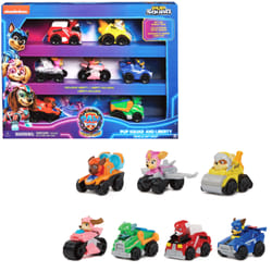 PAW Patrol PAT PATROUILLE LA SUPER PATROUILLE LE FILM - Pack de 7 Racers Pup Squad La Pat Patrouille The Mighty Movie - Voiture Figurine À Collectionner - Pat Patrouille - - Jouet Enfant 3 Ans et +