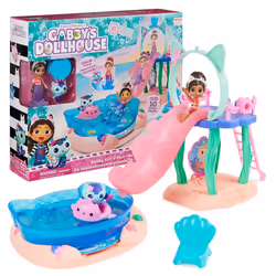 Gabby's Dollhouse Gabby et la Maison Magique - - Piscine de Gabby - 2 Figurines Et Accessoires - Queues de Sirène Qui Changen ...