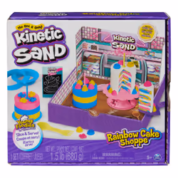 Kinetic Sand , Rainbow Cake Shoppe, 680 g de sable jaune, rose, bleu et blanc parfumé à la vanille, 10 outils et accessoires, ...