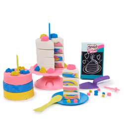 Kinetic Sand , Rainbow Cake Shoppe, 680 g de sable jaune, rose, bleu et blanc parfumé à la vanille, 10 outils et accessoires, jouets sensoriels pour les enfants à partir de 5 ans