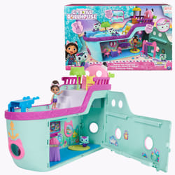 Gabby's Dollhouse Gabby et la Maison Magique - - Bateau De Croisière Gabby - 2 Figurines Gabby Chat 16 Accessoires - Effets Lumineux - Dessin Animé Gabby Et La Maison Magique - Jouet Enfant 3 Ans et +
