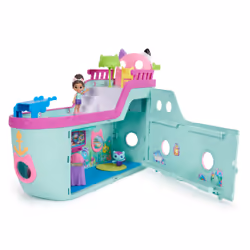 Gabby's Dollhouse Gabby et la Maison Magique - - Bateau De Croisière Gabby - 2 Figurines Gabby Chat 16 Accessoires - Effets Lumineux - Dessin Animé Gabby Et La Maison Magique - Jouet Enfant 3 Ans et +