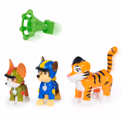PAW Patrol Jungle Pups, Figurines articulées Chase, Tracker & Tiger avec lance-projectile, jouets pour les garçons et les filles à partir de 3 ans