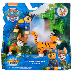 PAW Patrol Jungle Pups, Figurines articulées Chase, Tracker & Tiger avec lance-projectile, jouets pour les garçons et les filles à partir de 3 ans