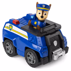 PAW Patrol - Pat Patrouille - VÉHICULE FIGURINE CHASE - Voiture 15 cm Figurine Pat Patrouille À Collectionner - Pat Patrouille Jouet - Jouet Durable Plastique Recyclé - Voiture pour Enfant 3 Ans et +