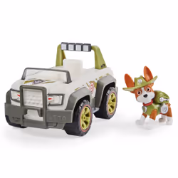 PAW Patrol - Pat Patrouille - VÉHICULE FIGURINE TRACKER- Voiture 15 cm Figurine Pat Patrouille À Collectionner - Pat Patrouille Jouet - Jouet Durable Plastique Recyclé - Voiture pour Enfant 3 Ans et +