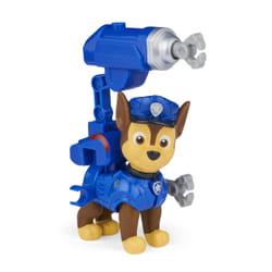 PAW Patrol , Figurine du film à collectionner Chase avec sac à dos à attacher et 2 projectiles, jouets pour enfants à partir de 3 ans