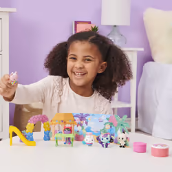 Gabby's Dollhouse , Pandy Paws' Birthday Set avec 5 figurines, 3 accessoires, 3 meubles et boîte surprise, jouets pour enfants à partir de 3 ans